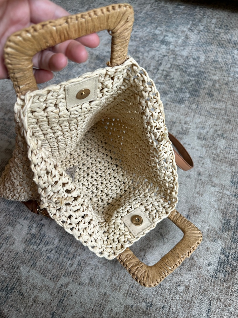 Crossi Straw Satchel‎ Bag Adjustable Detachable Strap Boho Woven Tote - Picture 4 of 9